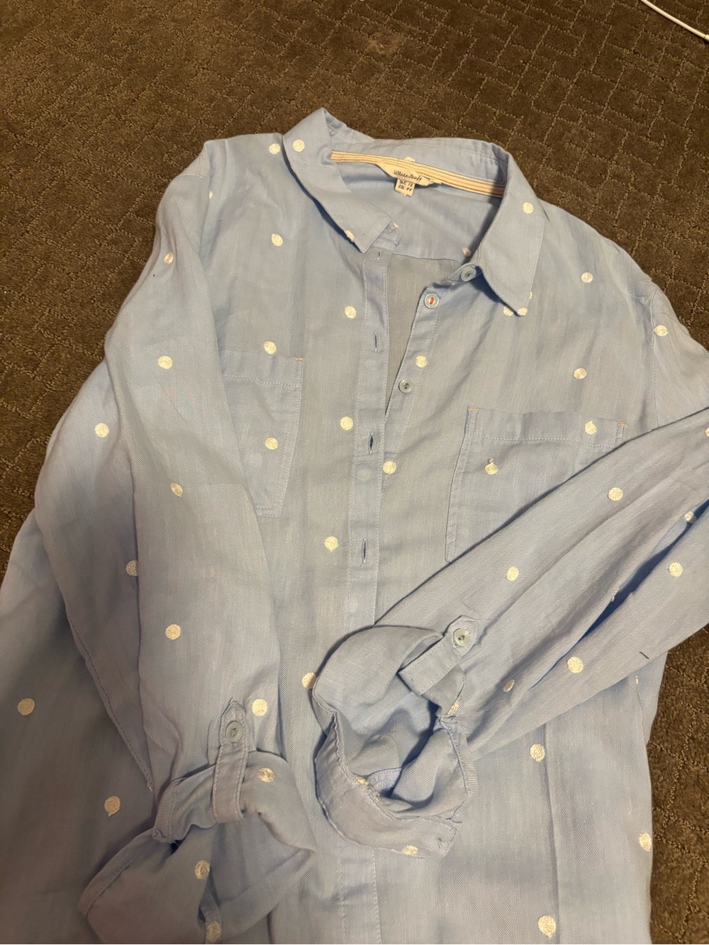 Light Blue Polka Dot Casual Button-Down Shirt